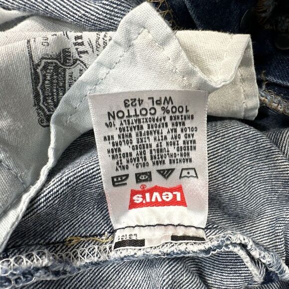 Levis 501 Jeans Mens 38x33 Blue Straight Fit Button Fly‎ Denim Logo (36x29) - Picture 10 of 15